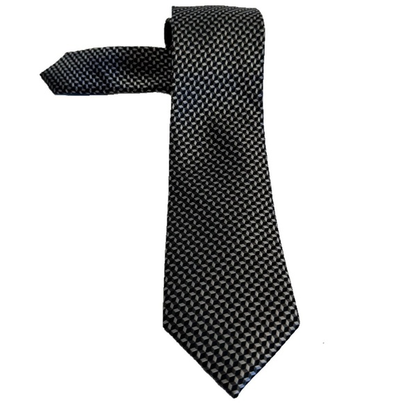 MICHAEL Michael Kors Gray Silver Black 100% Silk Neck Tie - Picture 1 of 12